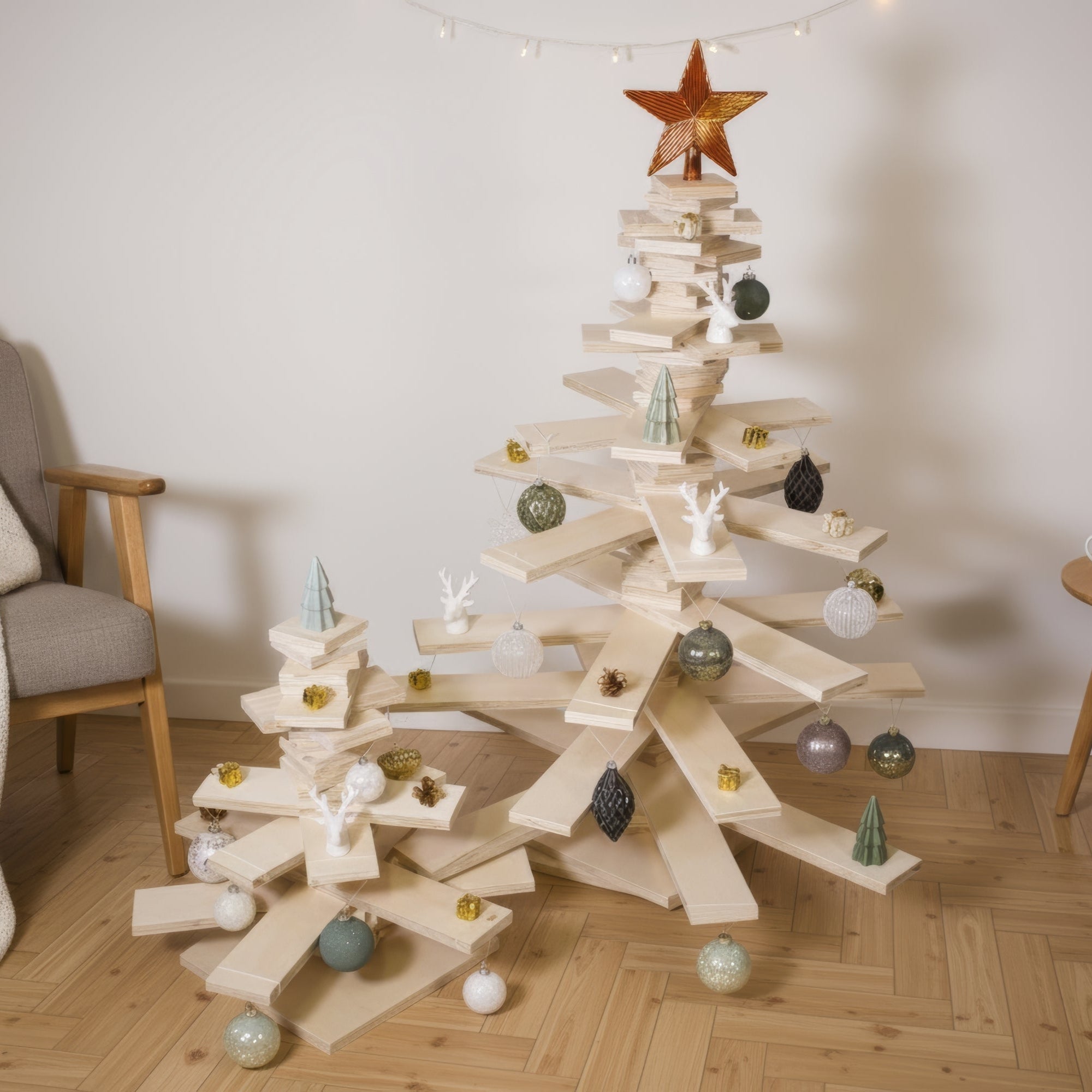 Duo de Sapins de noël en bois modulable et design à branche large